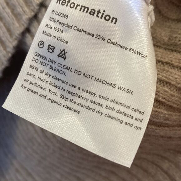 Reformation Luisa Cropped Ribbed Fisherman Cashmere Wool Turtleneck Sweater Sm - Picture 10 of 10